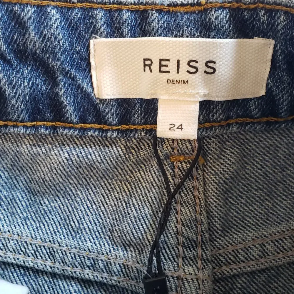 Reiss Medium Blue Elle‎ High Rise Straight Jeans Women's 24
